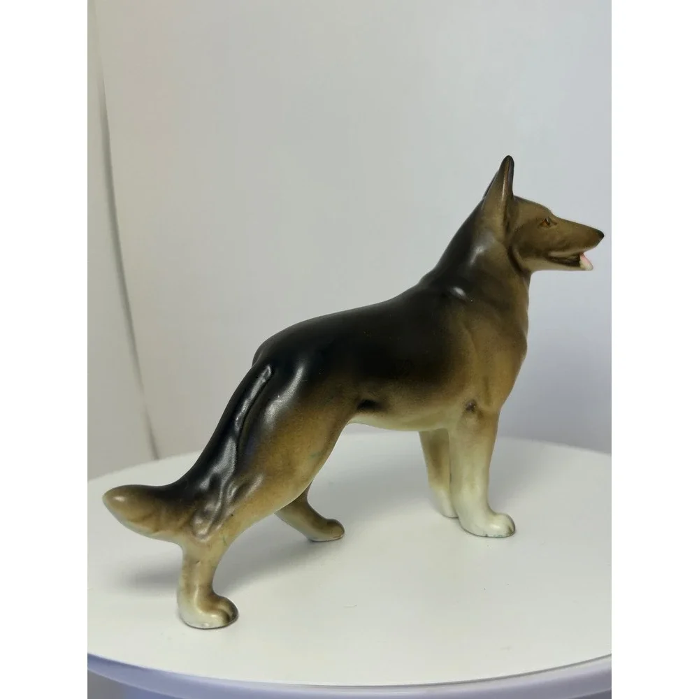 Vintage German Shepherd Dog Figurine Ceramic Japan Porcelain‎ Standing Statue